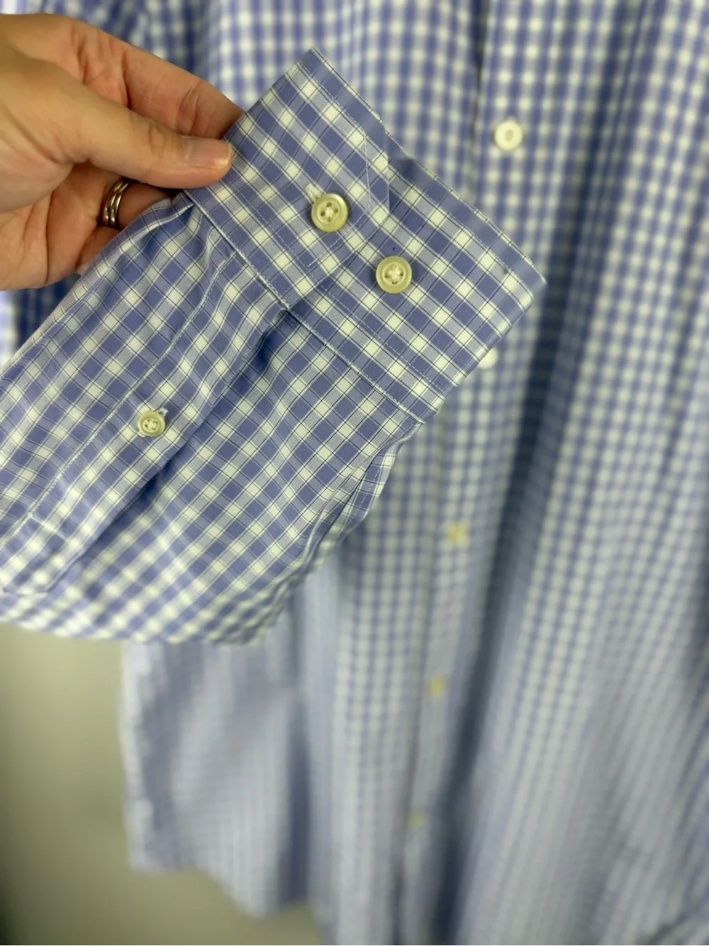 Banana Republic Men’s Purple White Plaid Long Sleeve Button Up Shirt SZ L Preppy